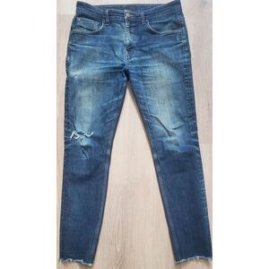 DSTLD Jeans 34x32 Cigarette Raw Hem  Distressed Holes Skinny Finish Med Men's